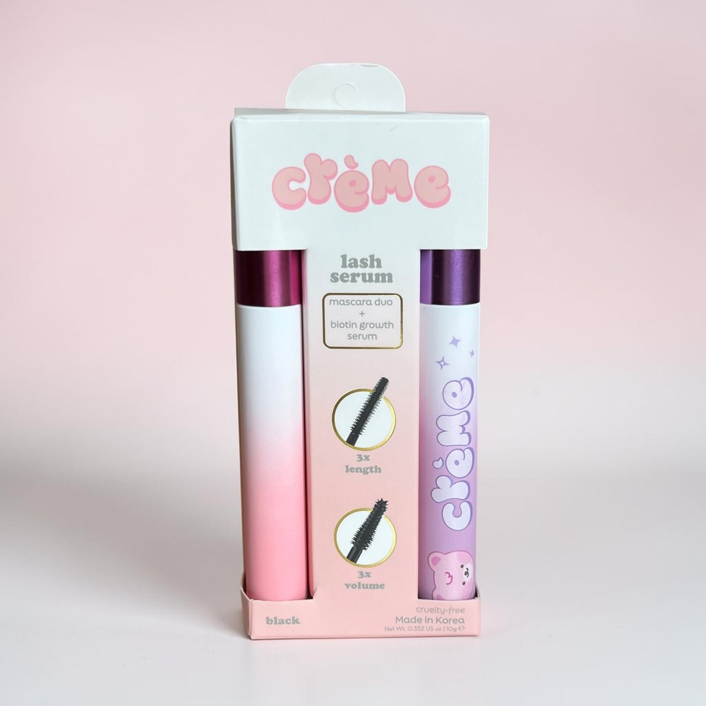 The Crème Shop Lash Serum Black Mascara Duo 0.352oz Biotin Growth